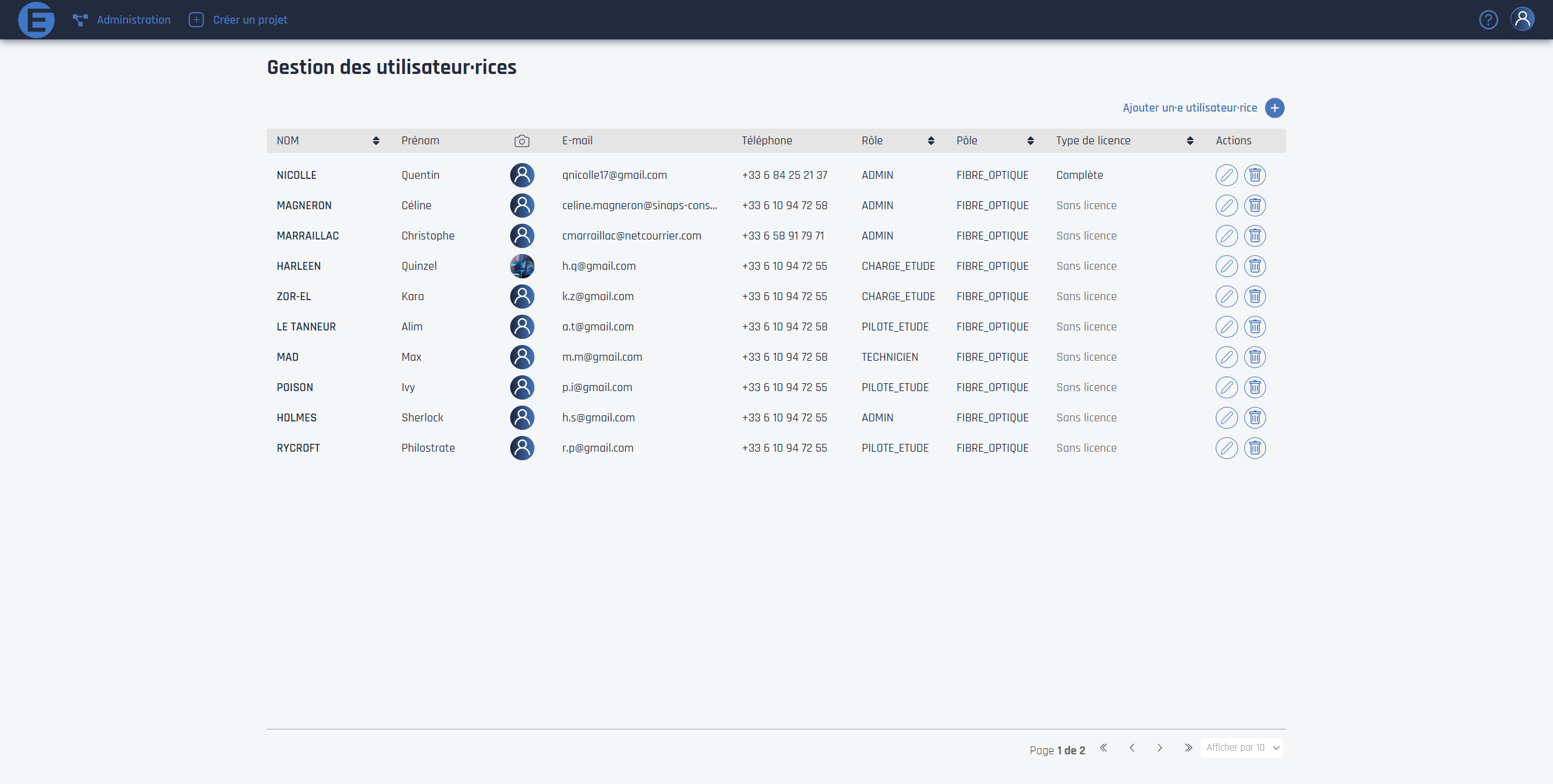 Gestion Utilisateurs