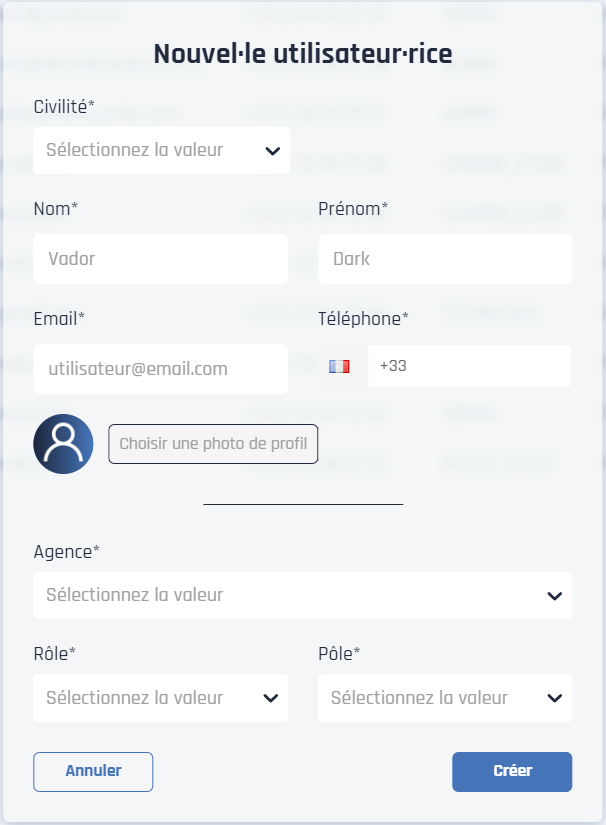 Création Utilisateur