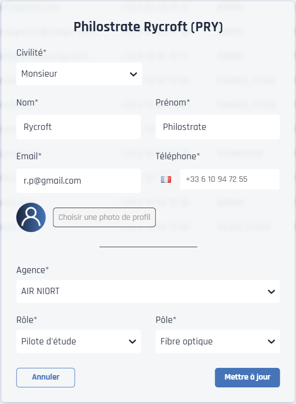 Modification Utilisateur