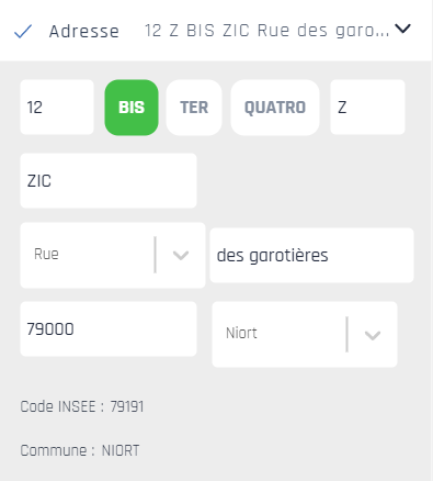 Adresse saiie Adresse saisie