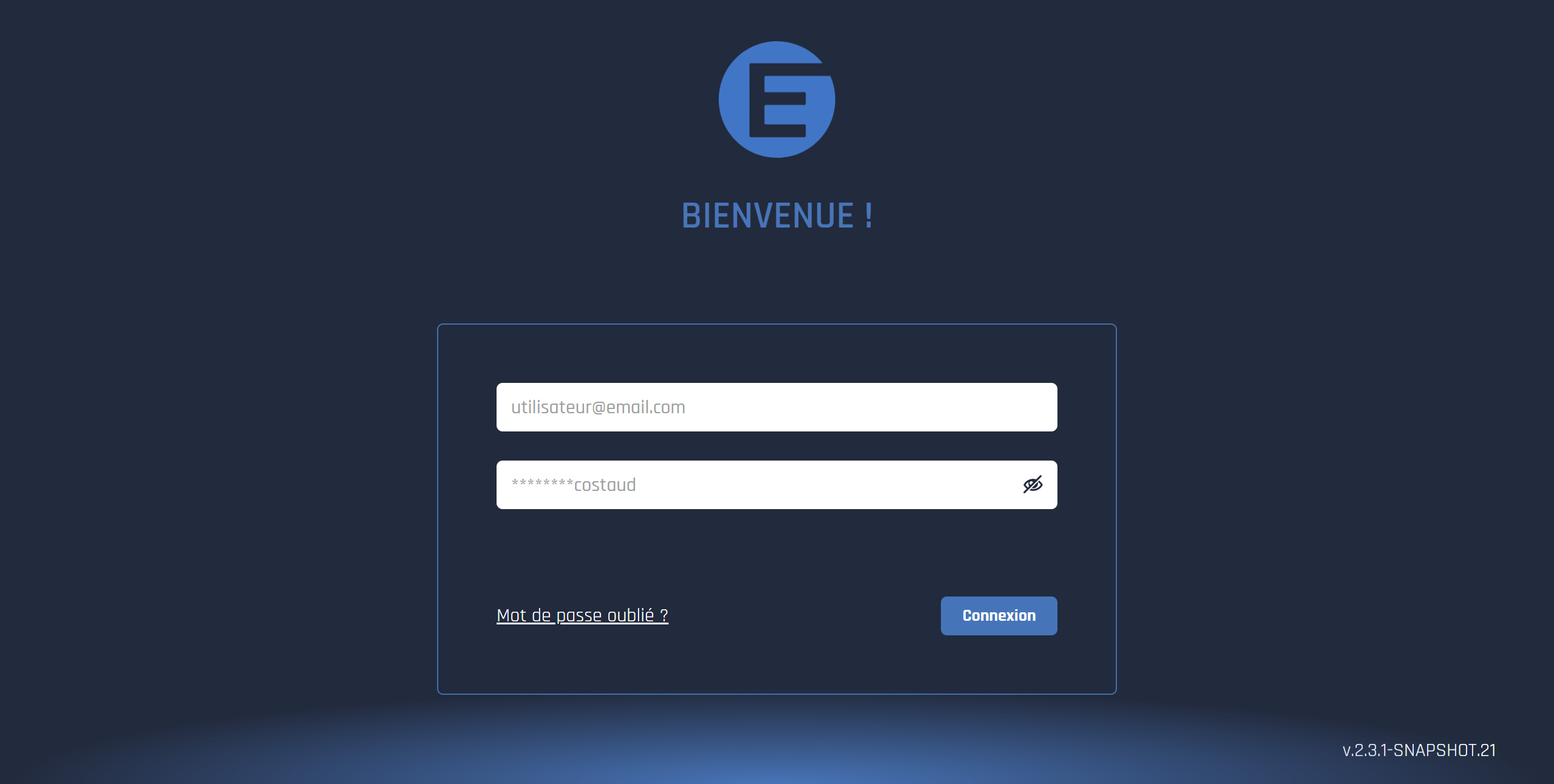Ecran de connexion web