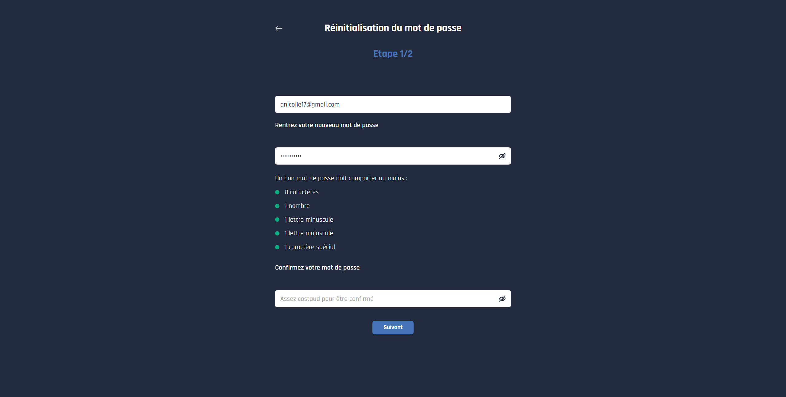 Mot de passe oublié web